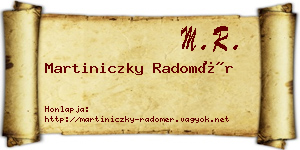 Martiniczky Radomér névjegykártya